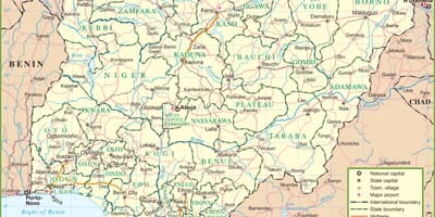 ನಕ್ಷೆ ನೈಜೀರಿಯಾ ತೋರಿಸುವ ಪ್ರಮುಖ ರಸ್ತೆಗಳು